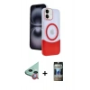 MARSİLYAN™- iPhone 11 Kılıf Kozmos Form Özel Seri - Siyah 34D Hayalet Izgaralı Cam + Raze Metal Kamera Lens - KI