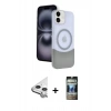MARSİLYAN™- iPhone 11 Kılıf Kozmos Form Özel Seri - Siyah 34D Hayalet Izgaralı Cam + Raze Metal Kamera Lens - GS