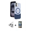 MARSİLYAN™- iPhone 11 Kılıf Kozmos Form Özel Seri - Siyah 34D Hayalet Izgaralı Cam + Raze Metal Kamera Lens - GS