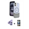 MARSİLYAN™- iPhone 11 Kılıf Kozmos Form Özel Seri - Siyah 34D Hayalet Izgaralı Cam + Raze Metal Kamera Lens - MR