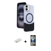 MARSİLYAN™- iPhone 11 Kılıf Kozmos Form Özel Seri - Siyah 34D Hayalet Izgaralı Cam + Renkli Kamera Lens Koruma Cam - PE