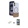 MARSİLYAN™- iPhone 11 Kılıf Kozmos Form Özel Seri - Siyah 34D Hayalet Izgaralı Cam + Renkli Kamera Lens Koruma Cam - SI