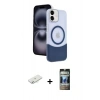 MARSİLYAN™- iPhone 11 Kılıf Kozmos Form Özel Seri - Siyah 34D Hayalet Izgaralı Cam + Renkli Kamera Lens Koruma Cam - SI