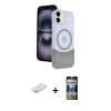 MARSİLYAN™- iPhone 11 Kılıf Kozmos Form Özel Seri - Siyah 34D Hayalet Izgaralı Cam + Renkli Kamera Lens Koruma Cam - TU