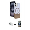 MARSİLYAN™- iPhone 11 Kılıf Kozmos Form Özel Seri - Siyah 34D Hayalet Izgaralı Cam + Pers Alüminyum Kamera Lens - YL