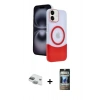 MARSİLYAN™- iPhone 11 Kılıf Kozmos Form Özel Seri - Siyah 34D Hayalet Izgaralı Cam + Pers Alüminyum Kamera Lens - YL