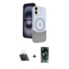 MARSİLYAN™- iPhone 11 Kılıf Kozmos Form Özel Seri - Siyah 360 Mat Full Body Arka Koruyucu + Kamera Lens Koruma Cam - SF