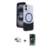 MARSİLYAN™- iPhone 11 Kılıf Kozmos Form Özel Seri - Siyah 360 Mat Full Body Arka Koruyucu + Pers Alüminyum Kamera Lens - LT