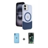 MARSİLYAN™- iPhone 11 Kılıf Kozmos Form Özel Seri - Siyah 360 Mat Full Body Arka Koruyucu + Neon Fosforlu Kamera Lens - MI