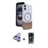 MARSİLYAN™- iPhone 11 Kılıf Kozmos Form Özel Seri - Siyah 360 Mat Full Body Arka Koruyucu + Raze Metal Kamera Lens - MR