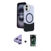 MARSİLYAN™- iPhone 11 Kılıf Kozmos Form Özel Seri - Siyah 360 Mat Full Body Arka Koruyucu + Raze Metal Kamera Lens - MR