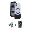 MARSİLYAN™- iPhone 11 Kılıf Kozmos Form Özel Seri - Siyah 360 Mat Full Body Arka Koruyucu + Raze Metal Kamera Lens - KI