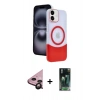 MARSİLYAN™- iPhone 11 Kılıf Kozmos Form Özel Seri - Siyah 360 Mat Full Body Arka Koruyucu + Raze Metal Kamera Lens - SH