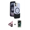 MARSİLYAN™- iPhone 11 Kılıf Kozmos Form Özel Seri - Siyah 360 Mat Full Body Arka Koruyucu + Raze Metal Kamera Lens - SH