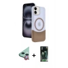 MARSİLYAN™- iPhone 11 Kılıf Kozmos Form Özel Seri - Siyah 360 Mat Full Body Arka Koruyucu + Raze Metal Kamera Lens - KI