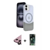 MARSİLYAN™- iPhone 11 Kılıf Kozmos Form Özel Seri - Siyah 360 Mat Full Body Arka Koruyucu + Raze Metal Kamera Lens - SH