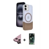 MARSİLYAN™- iPhone 11 Kılıf Kozmos Form Özel Seri - Siyah 360 Mat Full Body Arka Koruyucu + Raze Metal Kamera Lens - SH