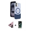 MARSİLYAN™- iPhone 11 Kılıf Kozmos Form Özel Seri - Siyah 360 Mat Full Body Arka Koruyucu + Raze Metal Kamera Lens - SH