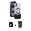 MARSİLYAN™- iPhone 11 Kılıf Kozmos Form Özel Seri - Siyah 360 Mat Full Body Arka Koruyucu + PVD Metal Kamera Lens - TU