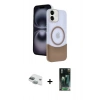 MARSİLYAN™- iPhone 11 Kılıf Kozmos Form Özel Seri - Siyah 360 Mat Full Body Arka Koruyucu + Yeşil Pers Alüminyum Kamera Lens