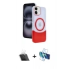 MARSİLYAN™- iPhone 11 Kılıf Kozmos Form Özel Seri - Siyah 3D Antistatik Cam Ekran Koruyucu + Kamera Lens Koruma Cam - SF