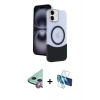 MARSİLYAN™- iPhone 11 Kılıf Kozmos Form Özel Seri - Siyah 3D Antistatik Cam Ekran Koruyucu + Raze Metal Kamera Lens - KI