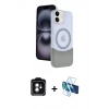 MARSİLYAN™- iPhone 11 Kılıf Kozmos Form Özel Seri - Siyah 3D Antistatik Cam Ekran Koruyucu + PVD Metal Kamera Lens - YL