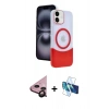 MARSİLYAN™- iPhone 11 Kılıf Kozmos Form Özel Seri - Siyah 3D Antistatik Cam Ekran Koruyucu + Raze Metal Kamera Lens - SH