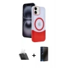 MARSİLYAN™- iPhone 11 Kılıf Kozmos Form Özel Seri - Siyah 3D Antistatik Hayalet Cam Ekran Koruyucu + Kamera Lens Koruma Cam - SF