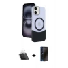 MARSİLYAN™- iPhone 11 Kılıf Kozmos Form Özel Seri - Siyah 3D Antistatik Hayalet Cam Ekran Koruyucu + Kamera Lens Koruma Cam - SF