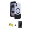 MARSİLYAN™- iPhone 11 Kılıf Kozmos Form Özel Seri - Siyah 3D Antistatik Hayalet Cam Ekran Koruyucu + Rainbow Kamera Lens Koruma Cam - KI