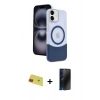 MARSİLYAN™- iPhone 11 Kılıf Kozmos Form Özel Seri - Siyah 3D Antistatik Hayalet Cam Ekran Koruyucu + Rainbow Kamera Lens Koruma Cam - KI