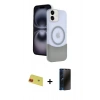 MARSİLYAN™- iPhone 11 Kılıf Kozmos Form Özel Seri - Siyah 3D Antistatik Hayalet Cam Ekran Koruyucu + Rainbow Kamera Lens Koruma Cam - KI