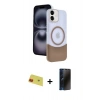 MARSİLYAN™- iPhone 11 Kılıf Kozmos Form Özel Seri - Siyah 3D Antistatik Hayalet Cam Ekran Koruyucu + Rainbow Kamera Lens Koruma Cam - KI