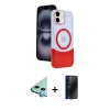 MARSİLYAN™- iPhone 11 Kılıf Kozmos Form Özel Seri - Siyah 3D Antistatik Hayalet Cam Ekran Koruyucu + Raze Metal Kamera Lens - MI