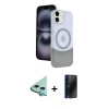 MARSİLYAN™- iPhone 11 Kılıf Kozmos Form Özel Seri - Siyah 3D Antistatik Hayalet Cam Ekran Koruyucu + Raze Metal Kamera Lens - MI