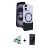 MARSİLYAN™- iPhone 11 Kılıf Kozmos Form Özel Seri - Siyah 3D Antistatik Hayalet Cam Ekran Koruyucu + Raze Metal Kamera Lens - MI