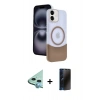 MARSİLYAN™- iPhone 11 Kılıf Kozmos Form Özel Seri - Siyah 3D Antistatik Hayalet Cam Ekran Koruyucu + Raze Metal Kamera Lens - MI