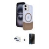 MARSİLYAN™- iPhone 11 Kılıf Kozmos Form Özel Seri - Siyah 3D Antistatik Hayalet Cam Ekran Koruyucu + Pers Alüminyum Kamera Lens - LT