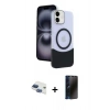 MARSİLYAN™- iPhone 11 Kılıf Kozmos Form Özel Seri - Siyah 3D Antistatik Hayalet Cam Ekran Koruyucu + Pers Alüminyum Kamera Lens - LT