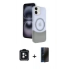 MARSİLYAN™- iPhone 11 Kılıf Kozmos Form Özel Seri - Siyah 3D Antistatik Hayalet Cam Ekran Koruyucu + PVD Metal Kamera Lens - SH