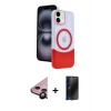 MARSİLYAN™- iPhone 11 Kılıf Kozmos Form Özel Seri - Siyah 3D Antistatik Hayalet Cam Ekran Koruyucu + Raze Metal Kamera Lens - SH