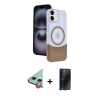 MARSİLYAN™- iPhone 11 Kılıf Kozmos Form Özel Seri - Siyah 3D Antistatik Hayalet Cam Ekran Koruyucu + Raze Metal Kamera Lens - KI