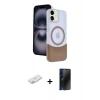 MARSİLYAN™- iPhone 11 Kılıf Kozmos Form Özel Seri - Siyah 3D Antistatik Hayalet Cam Ekran Koruyucu + Renkli Kamera Lens Koruma Cam - TU