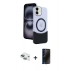 MARSİLYAN™- iPhone 11 Kılıf Kozmos Form Özel Seri - Siyah 3D Antistatik Hayalet Cam Ekran Koruyucu + Pers Alüminyum Kamera Lens - YL