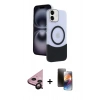 MARSİLYAN™- iPhone 11 Kılıf Kozmos Form Özel Seri - Siyah 3D Antistatik Mat Seramik Nano Ekran Koruyucu + Siyah Raze Metal Kamera Lens