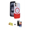 MARSİLYAN™- iPhone 11 Kılıf Kozmos Form Özel Seri - Siyah 3D Antistatik Mat Seramik Nano Ekran Koruyucu + Rainbow Kamera Lens Koruma Cam - KI