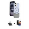 MARSİLYAN™- iPhone 11 Kılıf Kozmos Form Özel Seri - Siyah 3D Antistatik Mat Seramik Nano Ekran Koruyucu + Kamera Lens Koruma Cam - SF