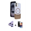 MARSİLYAN™- iPhone 11 Kılıf Kozmos Form Özel Seri - Siyah 3D Antistatik Mat Seramik Nano Ekran Koruyucu + Mor Raze Metal Kamera Lens