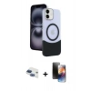 MARSİLYAN™- iPhone 11 Kılıf Kozmos Form Özel Seri - Siyah 3D Antistatik Mat Seramik Nano Ekran Koruyucu + Pers Alüminyum Kamera Lens - LT